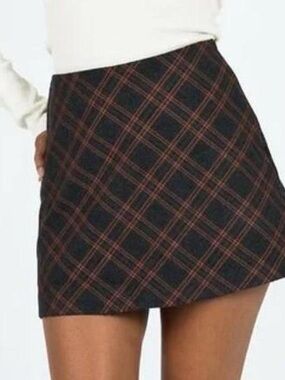 Princess Polly Brown Plaid Mini Skirt